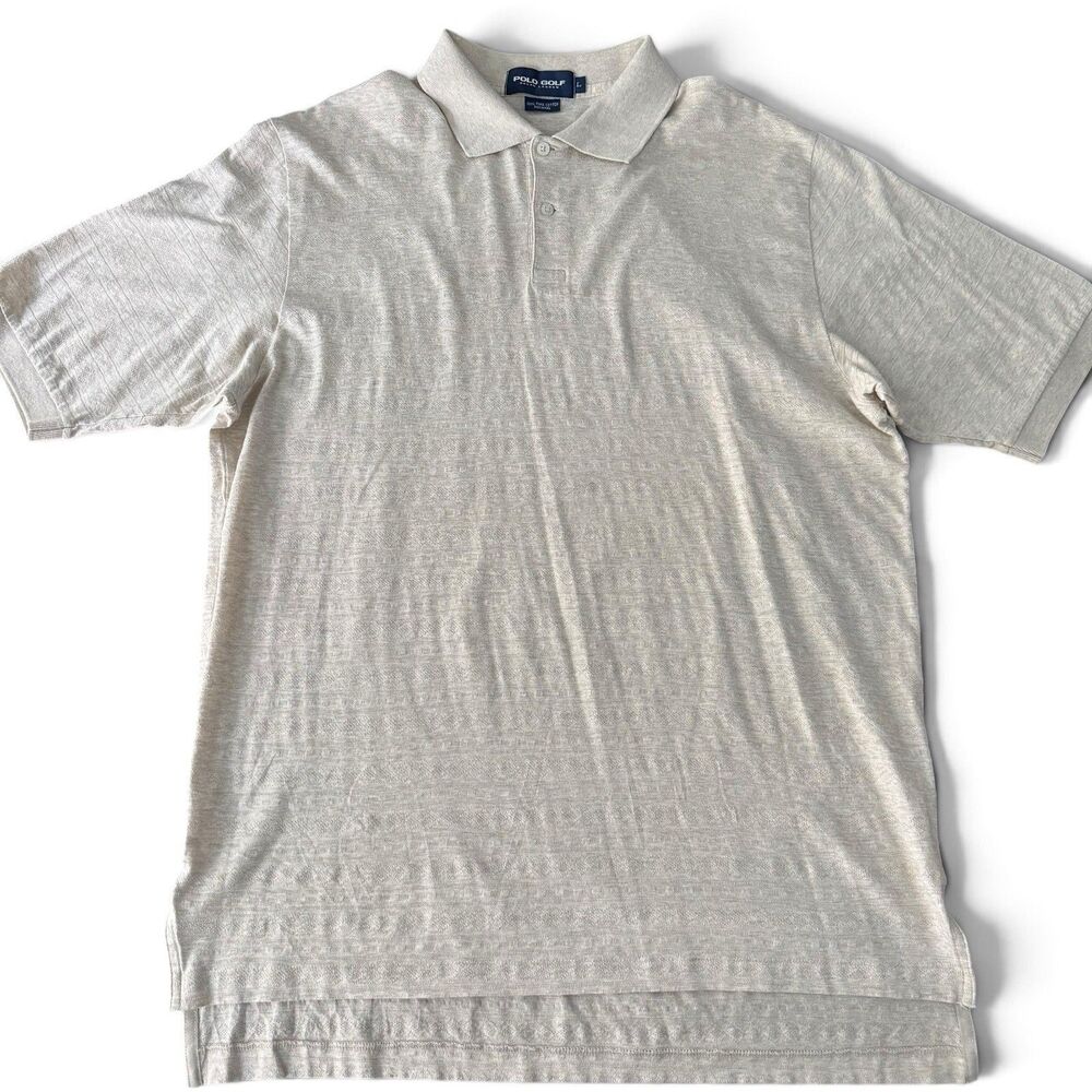 Polo Golf Ralph Lauren Polo Shirt Men L Beige Textured Stitch 100% Pima Cotton